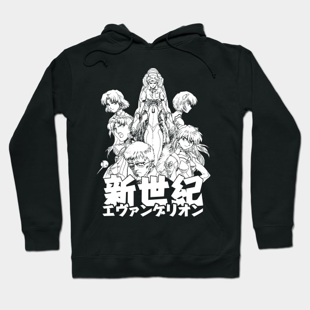 EVA CREW (white) Hoodie by geekingink